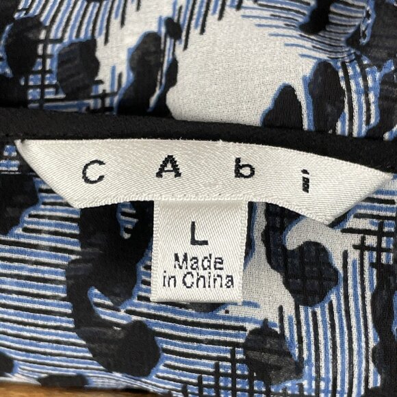Cabi Blouse Womens Size Large Button Up‎ Sheer V-Neck Animal Print Polyester - Picture 6 of 10